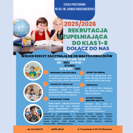 Rekrutacja uzupełniająca do klas 1-8