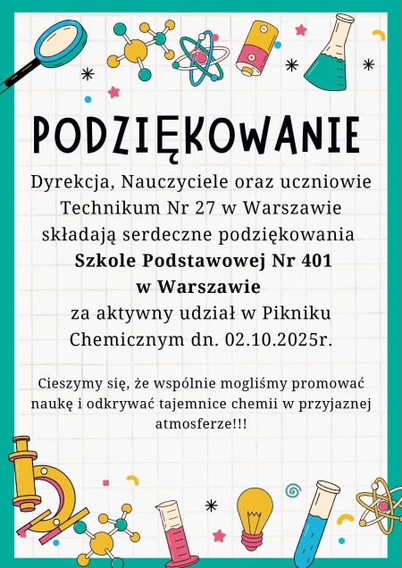 Podziękowanie - Piknik Chemiczny