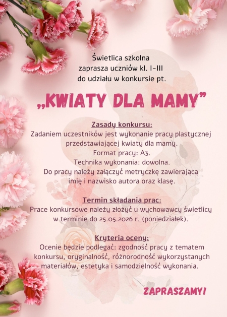 Konkurs plastyczny ''Kwiaty dla mamy''